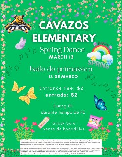 Spring Dance March 13th during PE 